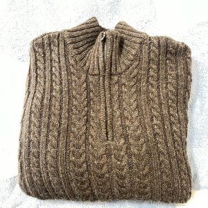 $169 Authentic SUPERDRY Men’s 1/3 Zip Henley Dark Brown Sweater Sz.2XL